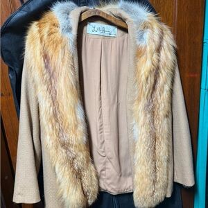 Lilli Ann fox fur trim blazer jacket